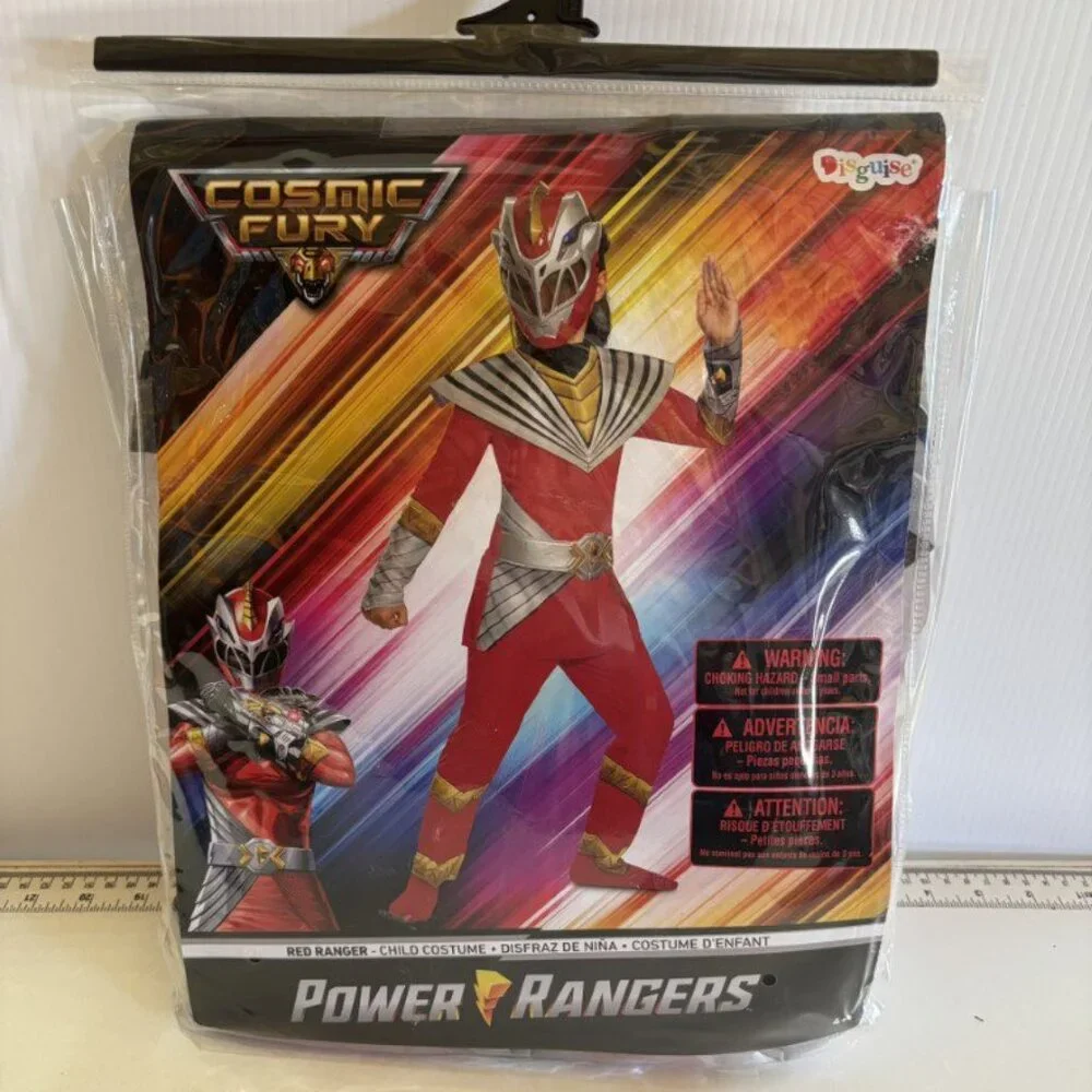 Power Ranger Halloween Costume 4/6 Cosmic Fury Red Jumpsuit, Mask 2 Pc Girls - Picture 3 of 4